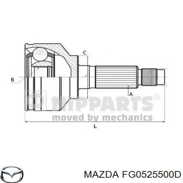 FG0525500D Mazda піввісь (привід передня, права)