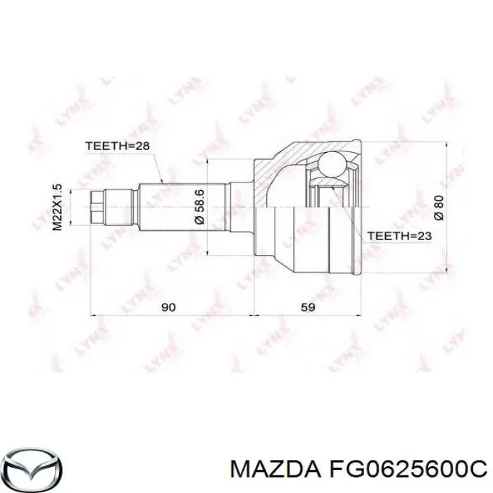 FG0625600C Mazda піввісь (привід передня, ліва)