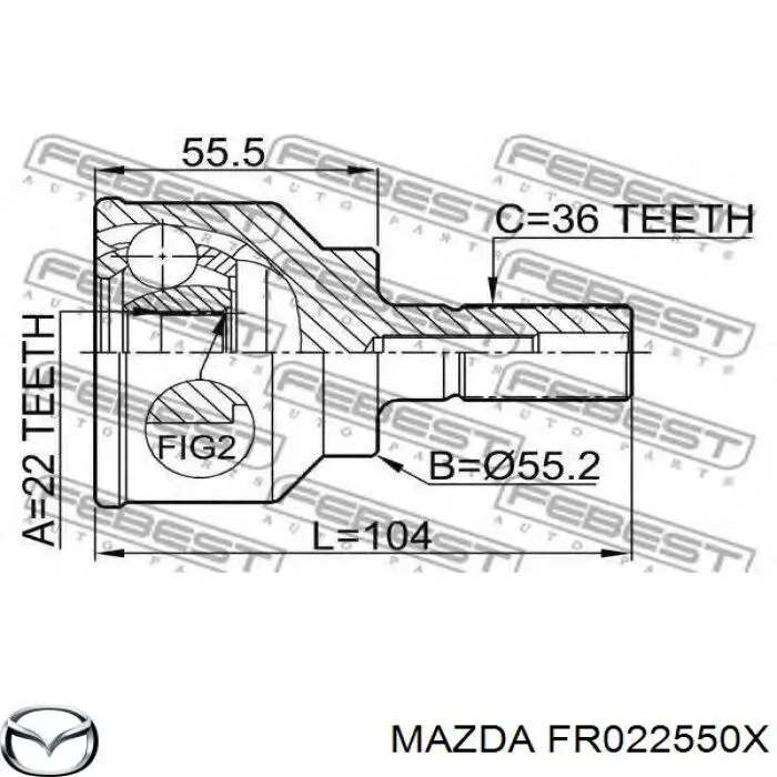 Піввісь передня, права Mazda FR022550X ціна, від 86.83 USD