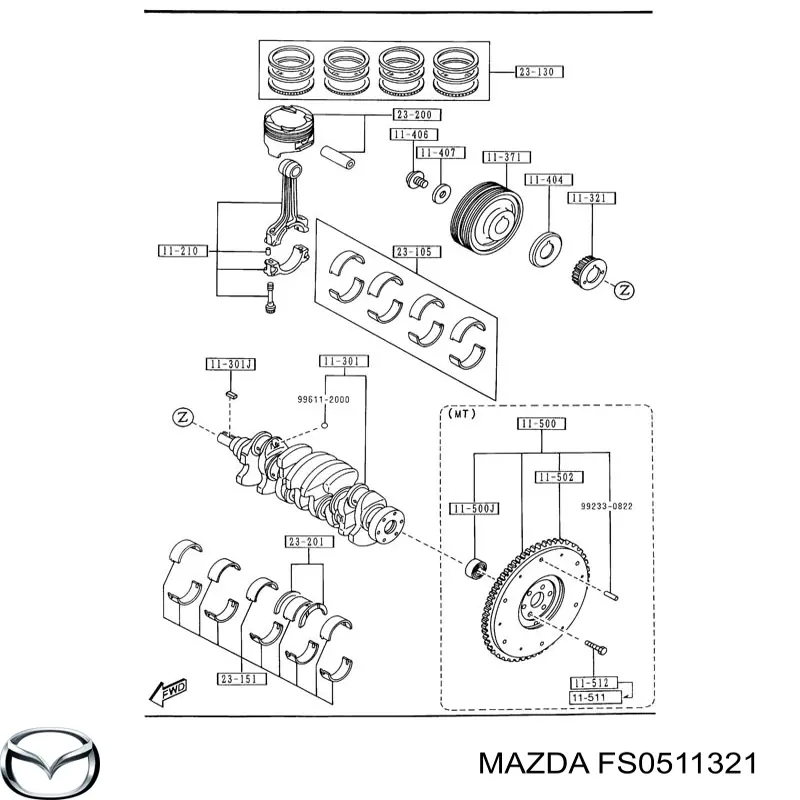 Купити FS0511321 Mazda Зірка-шестерня приводу коленвалу двигуна