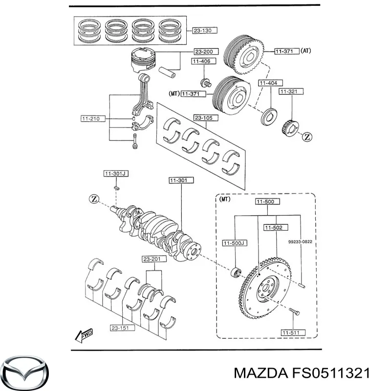 Зірка-шестерня приводу коленвалу двигуна Mazda 626 5 (GF) (Мазда 626)