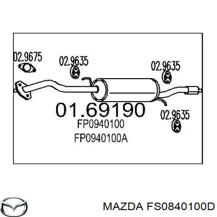 Купити FS0840100D Mazda Глушник вихлопних газів кінцевий