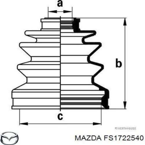 Пильник гранати внутрішній, передній півосі Mazda FS1722540 ціна, від 7.33 USD