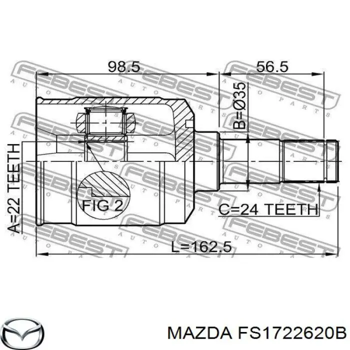 FS1722620B Mazda шрус внутрішній, передній, лівий