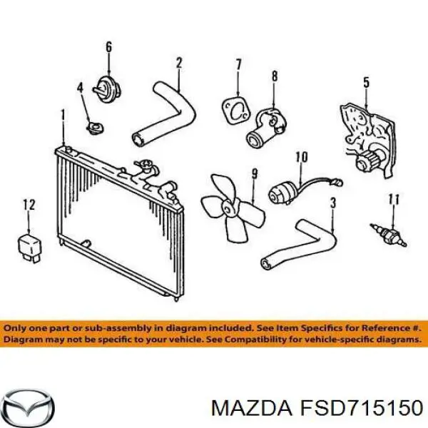 Купити FSD715025B Mazda Дифузор радіатора охолодження, в зборі з двигуном і крильчаткою