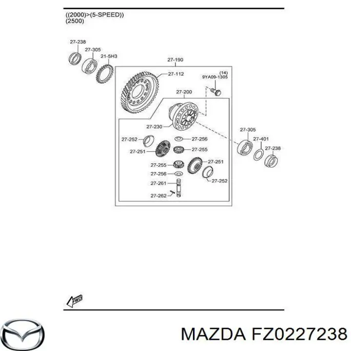Купити FZ0227238 Mazda Сальник піввісі переднього моста, лівої