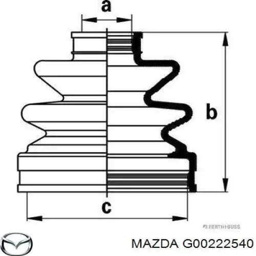 Купити G00222540 Mazda Пильник шарніра кутових швидкостей внутрішній передній