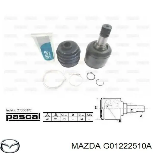 Піввісь (привід) передня, права G01222510A Mazda