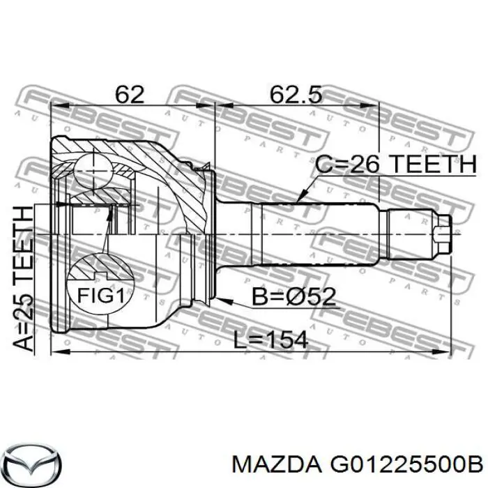 G01225500B Mazda шрус зовнішній передній