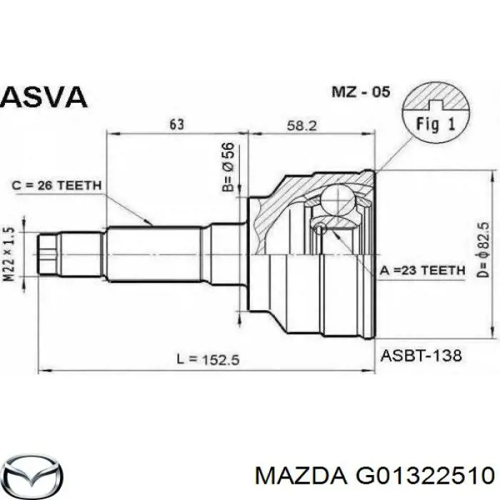 ШРУС наружный MAZDA G01322510