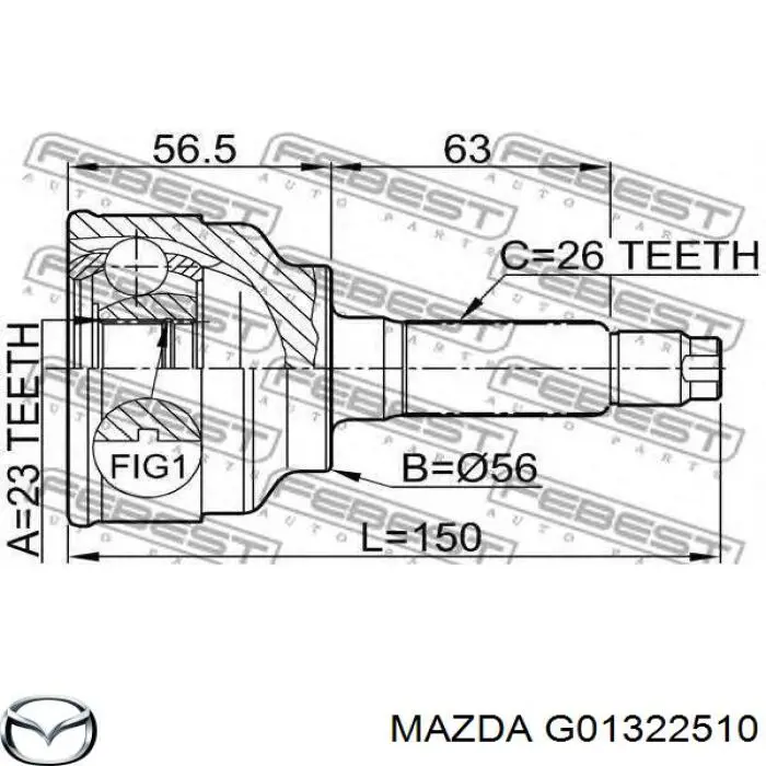Купити G01322510 Mazda Шарнір приводу зовнішній
