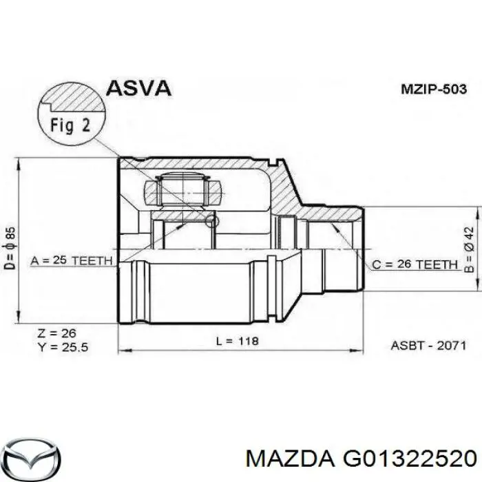 ШРКШ внутрішній, передній, правий Mazda G01322520 ціна, від 60.18 USD
