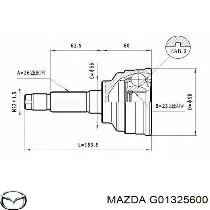 G01325600 Mazda Привід лівий