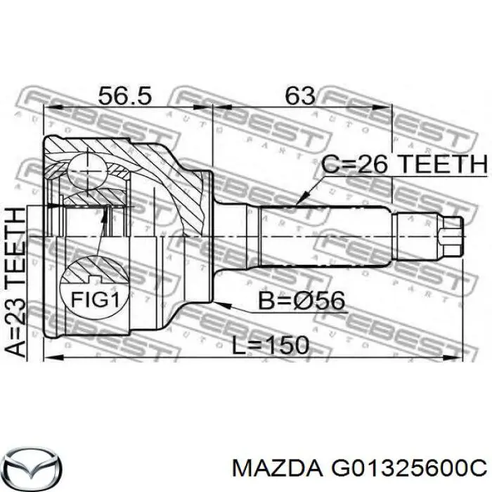 Ліва піввісь G01325600C Mazda