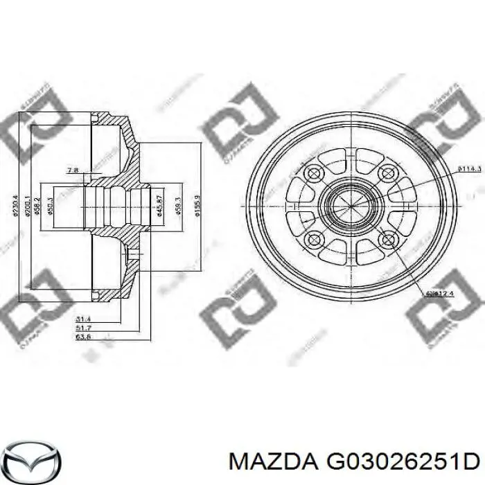 G03026251B Mazda Барабан гальмівний задній