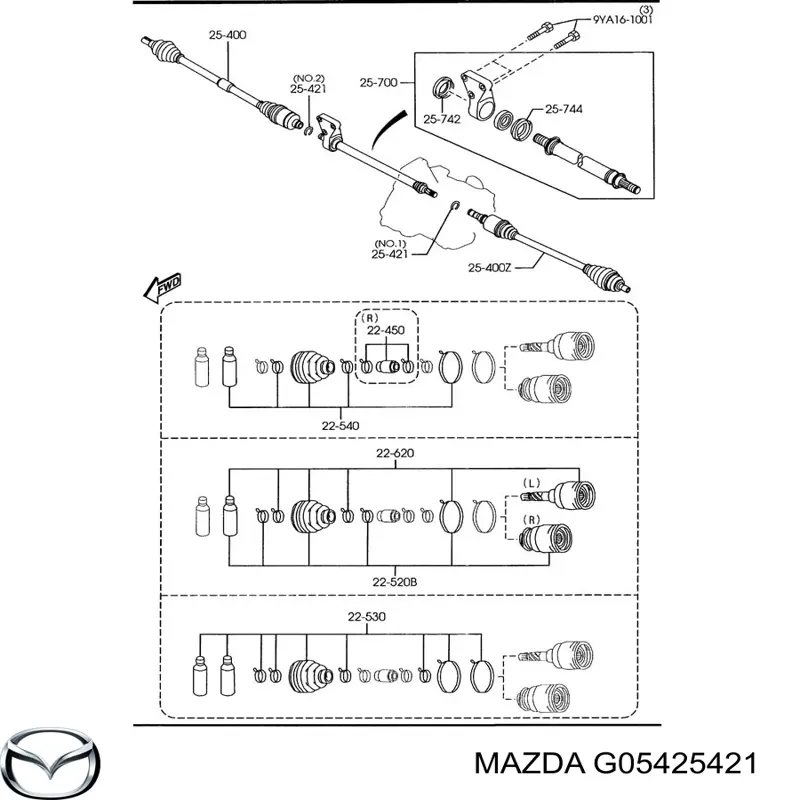 G05425421 Mazda Кільце стопорне підшипника передньої маточини