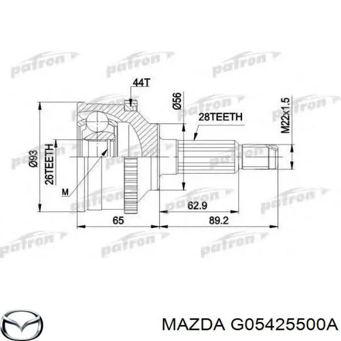 ШРУС зовнішній передній G05325500 Mazda