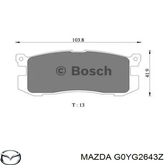 Колодки гальмові задні, дискові G0YG2643Z Mazda