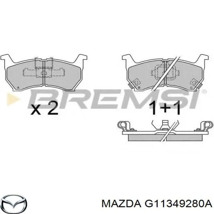 Гальмівні колодки Mazda G11349280A ціна, від 19.00 USD