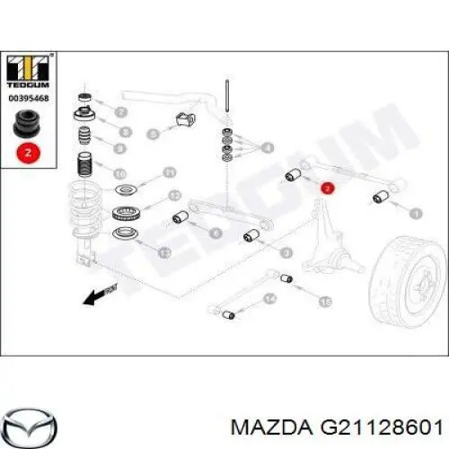 Сайлентблок заднього поперечного важеля, внутрішній Mazda G21128601 ціна, від 4.68 USD