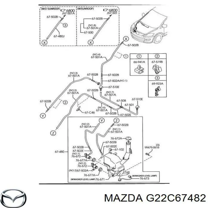 Насос-двигун омивача скла, переднього Mazda CX-9 (TB) (Мазда CX-9)