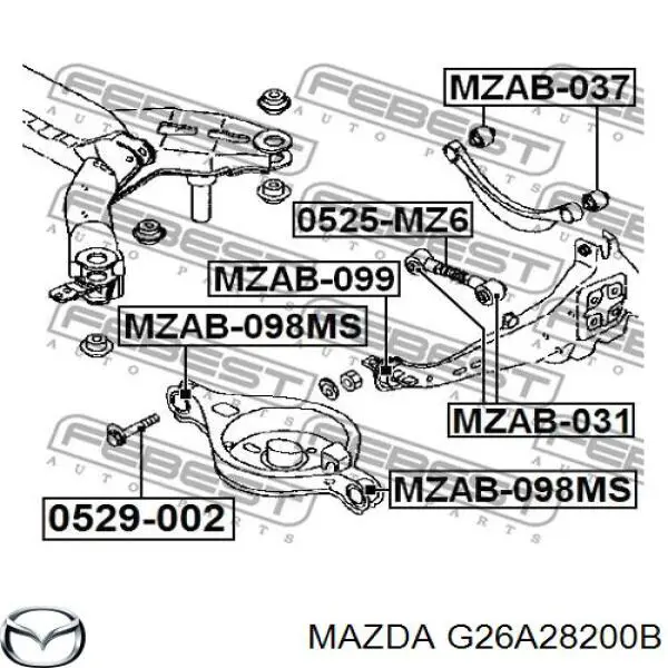 G26A28200B Mazda Важіль/тяга задньої підвіски подовжній нижній, правий