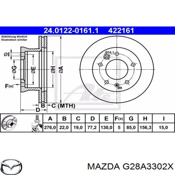 Купити G28A3302X Mazda Вісь передня і поворотні кулаки