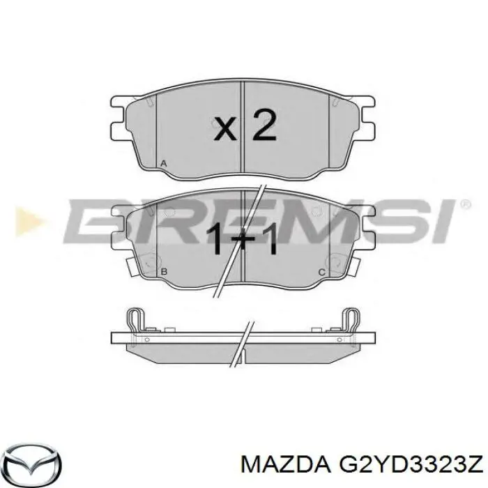 Гальмівні колодки Mazda G2YD3323Z ціна, від 45.26 USD