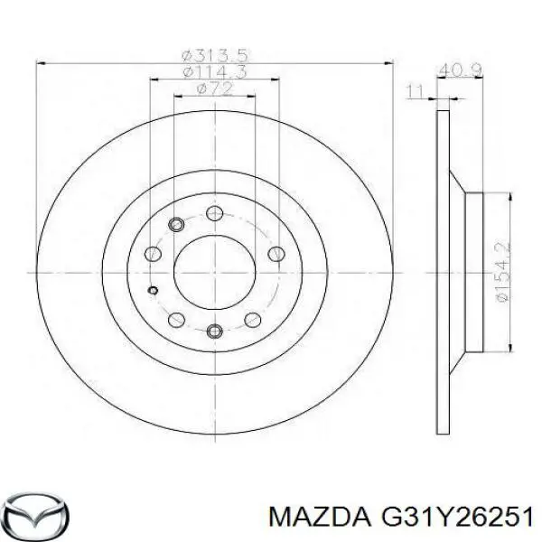 Задні дискові гальма Mazda G31Y26251 ціна, від 24.94 USD