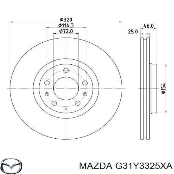 Диск переднього гальма Mazda G31Y3325XA ціна, від 60.20 USD