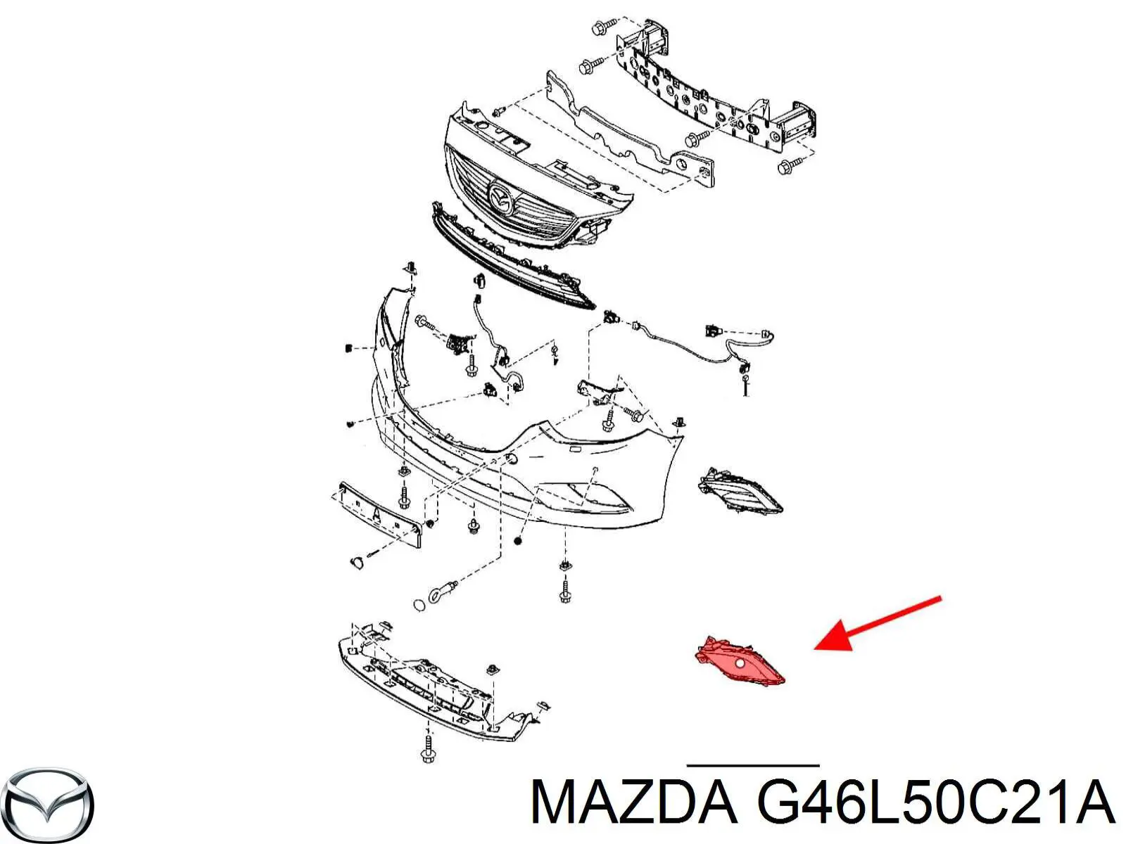Заглушка/ решітка протитуманних фар бампера переднього, ліва Mazda 6 (GJ, GL) (Мазда 6)