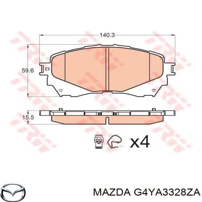 Купити G4YA3328ZA Mazda Колодки гальмівні передні, дискові
