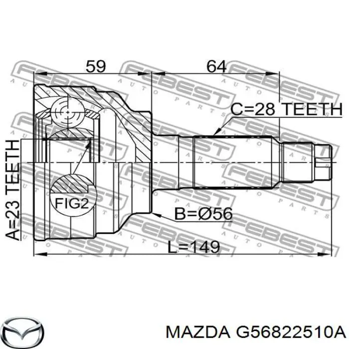 Купити G56822510A Mazda Шарнір приводу зовнішній
