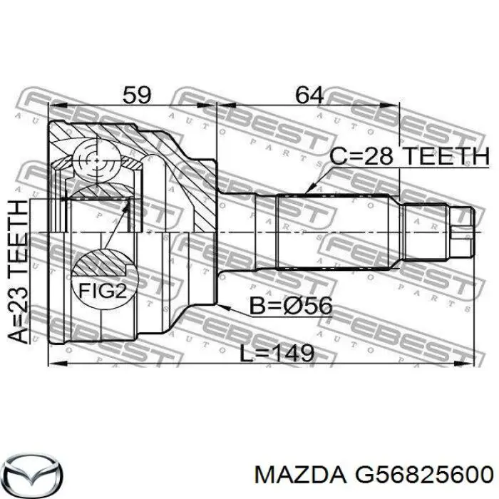 ШРУС зовнішній передній G56825600 Mazda