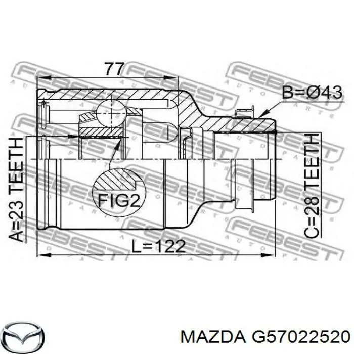 G57022520 Mazda ШРКШ внутрішній, передній, правий