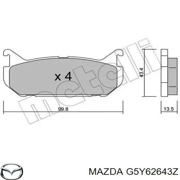 Колодки гальмові задні, дискові G5Y62643Z Mazda