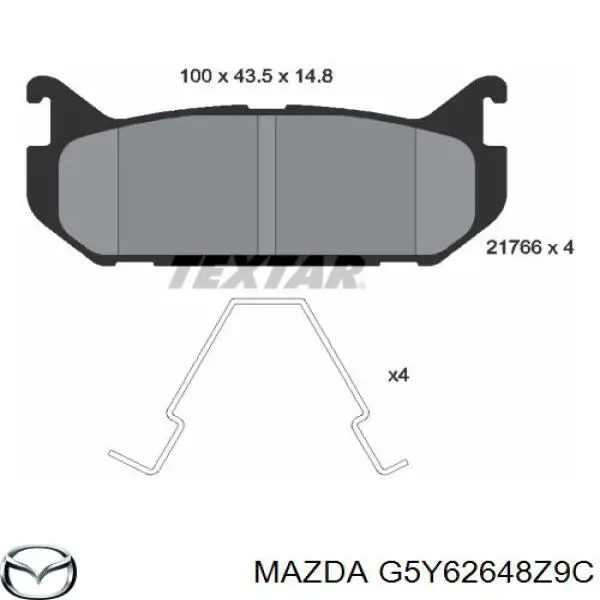 Колодки гальмові задні, дискові G5Y62648Z9C Mazda