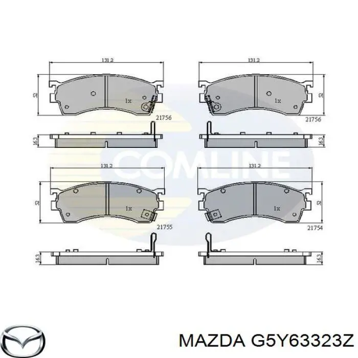 Колодки гальмівні передні, дискові G5Y63323Z Mazda