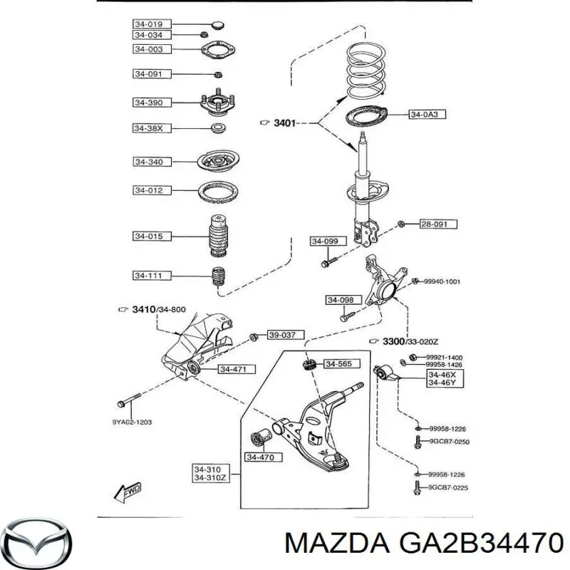 GA2B34470 Mazda сайлентблок переднього нижнього важеля