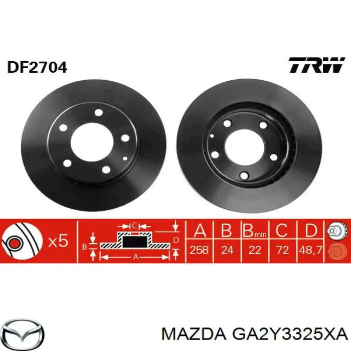 Гальмівні диски передні GA2Y3325XA Mazda