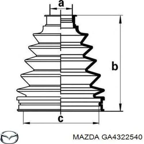 GA4322540 Mazda Пильник ШРКШ внутрішній, передній півосі