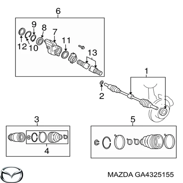 GA4325155 Mazda Підшипник піввісі переднього моста
