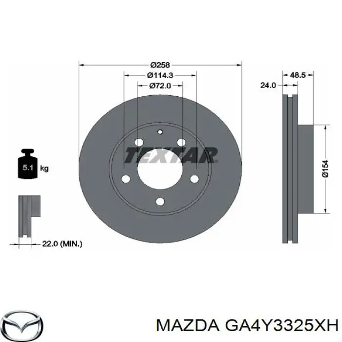 Диск переднього гальма Mazda GA4Y3325XH ціна, від 28.89 USD