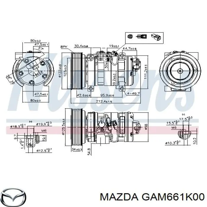 Компресор системи кондиціювання Mazda GAM661K00 ціна, від 439.34 USD