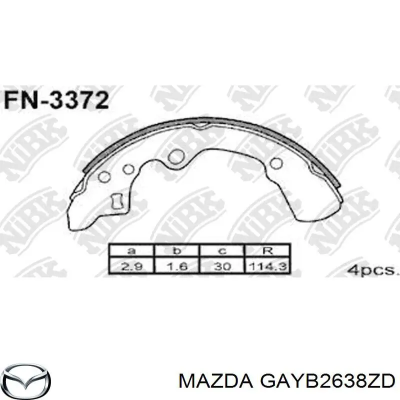 GAYB2638ZD Mazda колодки гальмові задні, барабанні