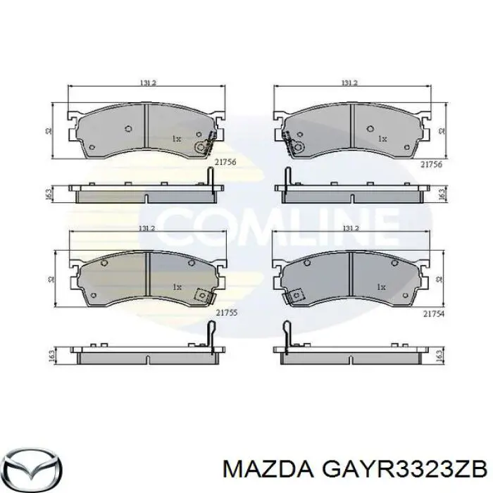 Колодки гальмівні передні, дискові GAYR3323ZB Mazda