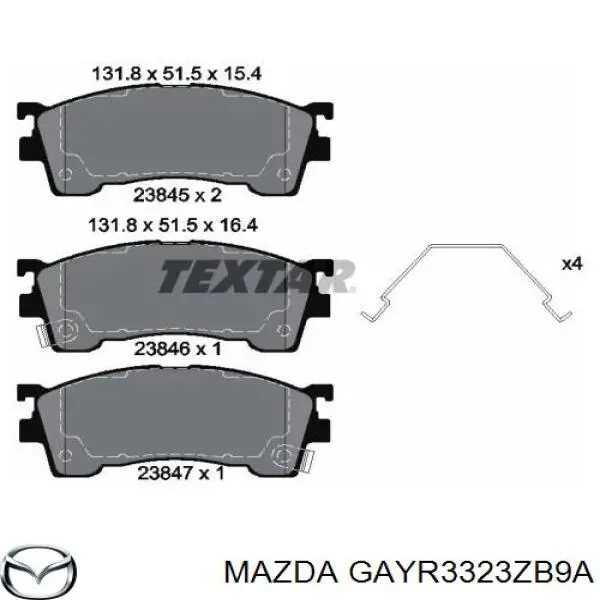 Колодки гальмівні передні, дискові GAYR3323ZB9A Mazda