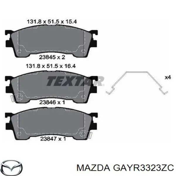 Колодки гальмівні передні, дискові GAYR3323ZC Mazda