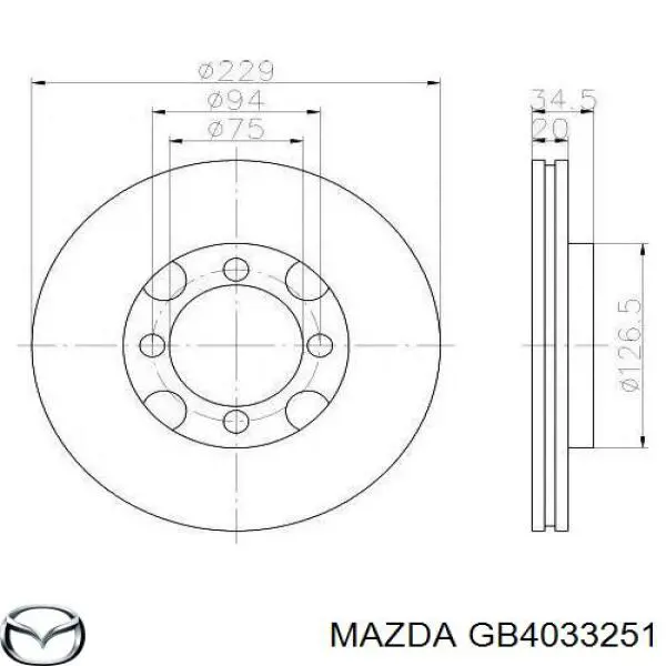 GB4033251 Mazda Гальмо дискове переднє
