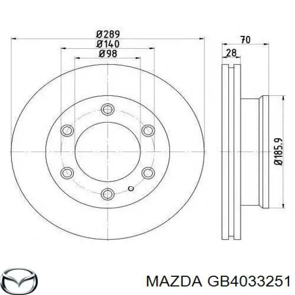 GB3833251 Mazda диск гальмівний передній